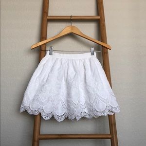 Kids white lace detail skirt